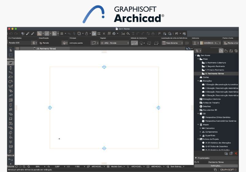 Interface do software Archicad da Graphisoft