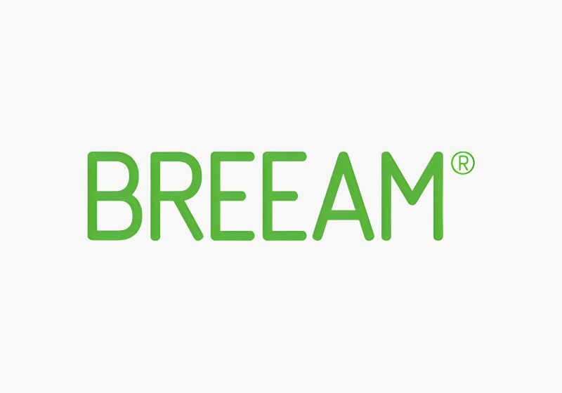 Logo do BREEAM em verde sobre fundo claro